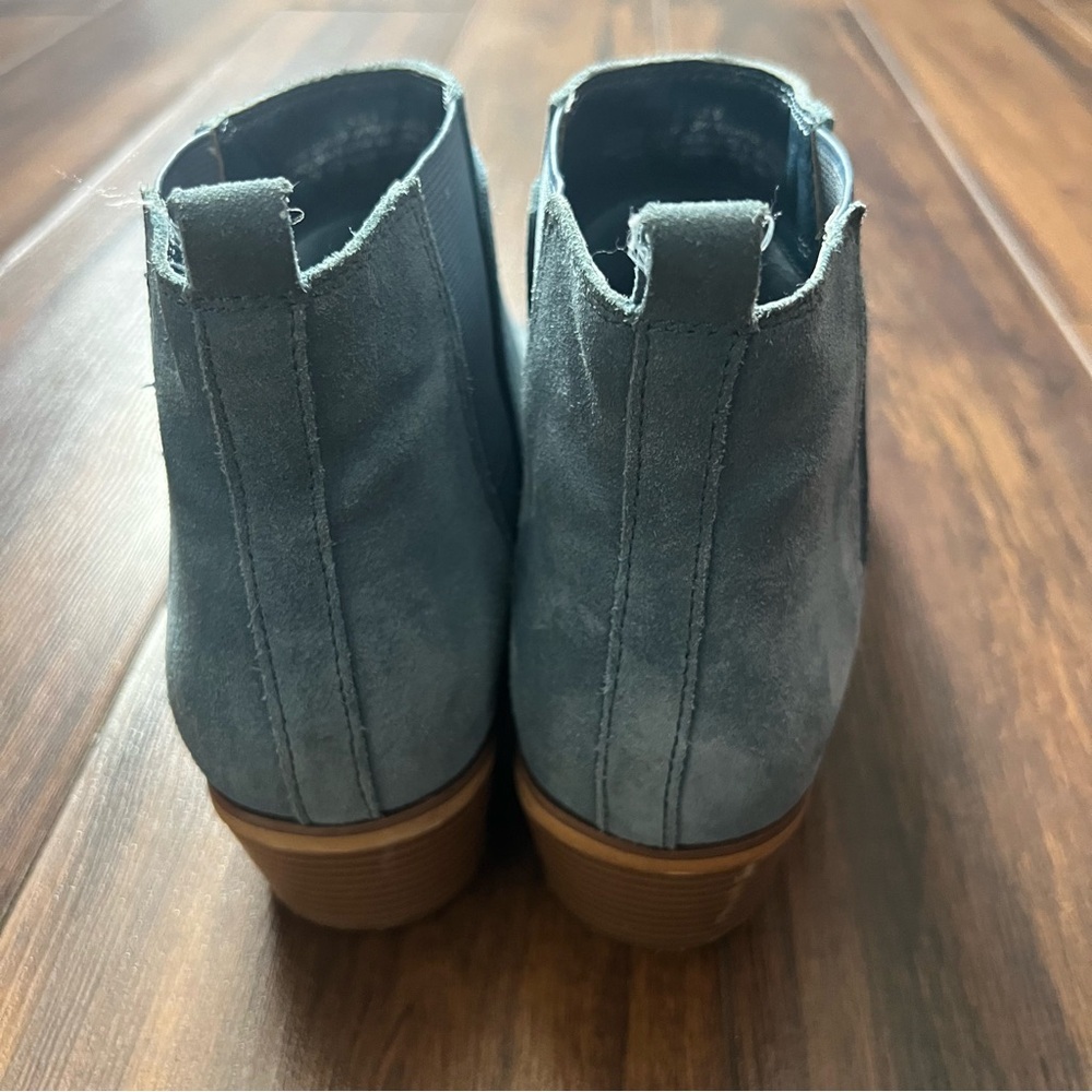 Gianni Fermani Blue Suede Ankle Boots Chelsea Block Heel Size 9 - Picture 5 of 8
